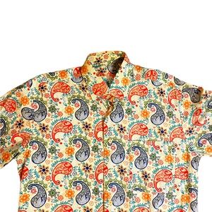 Mens Alan Flusser Longsleeve Bright Vivid Paisley Button Down Shirt Size Small